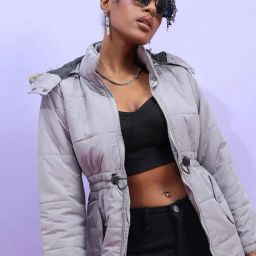Campus Sutra Grey Quilted Pattern Jacket-image-76