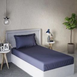 DDecor Solid Blue 180 TC Cotton Single Bed Sheet With 1 Pillow Cover-picture-39
