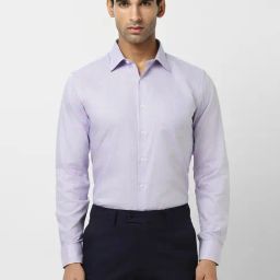 Van Heusen Purple Cotton Slim Fit Checks Shirt-image-89