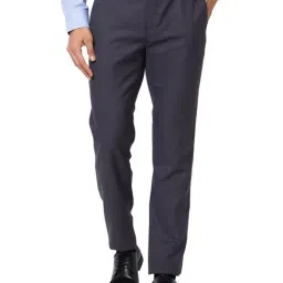 Raymond Blue Slim Fit Flat Front Trousers-image-66