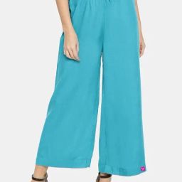 TWIN BIRDS Blue Mid Rise Palazzos-image-76