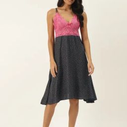 Ms.Lingies Grey & Pink Printed Chemise-48