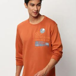 SHOWOFF Orange Slim Fit Printed Sweatshirt-image-22