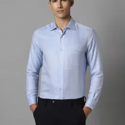 Louis Philippe Permapress Blue Cotton Regular Fit Shirt-picture-32