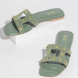 Inc 5 Embellished Open Toe Flats-4