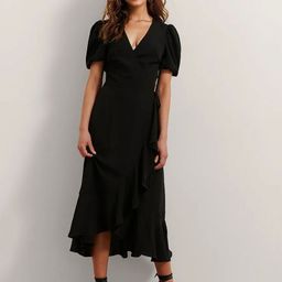 R.Code by The Roadster Life Co. Women Puff Sleeve Crepe Wrap Midi Dress-picture-24