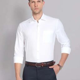 AD by Arvind White Regular Fit Self Design Shirt-image-96