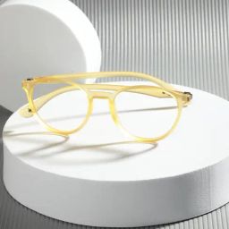 Enrico Eyewear Yellow  Round Unisex Eye Frames - Computer Glasses-image-3