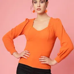 Melon by PlusS Orange Regular Fit Top-image-82