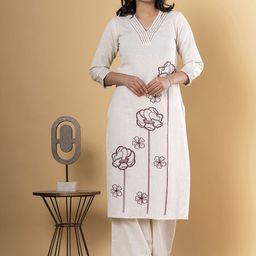 Readiprint Women Floral Embroidered Regular Thread Work Kurta with Palazzos-image-75