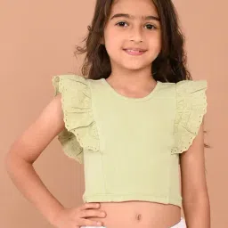 LilPicks Kids Green Solid Crop Top-picture-19