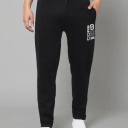 Cantabil Black Cotton Regular Fit Printed Trackpants-image-80