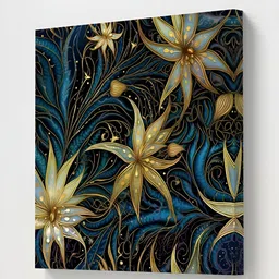 Livin'luxe Blue & Black Floral and Botanical Canvas Wall Art-56