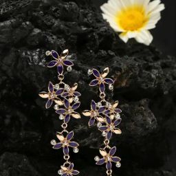 YouBella Contemporary Golden Purple & White Dangler Earrings for Women-13