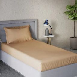 DDecor Solid Brown 180 TC Cotton Single Bed Sheet With 1 Pillow Cover-picture-38