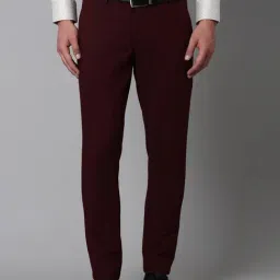 Louis Philippe Sport Maroon Slim Fit Trousers-image-36