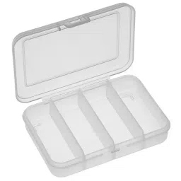 MULTICOMP PRO Boxes STORAGE BOX, 4 COMPARTMENT, CLEAR, 1024N-17