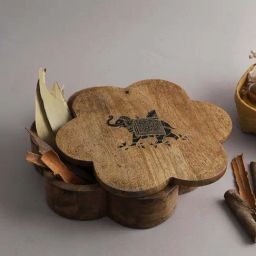 Aapno Rajasthan Brown Wooden Masala Box-image-16