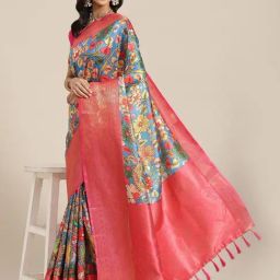 Silk Land Silk Multicolored Woven Saree With Unstitched Blouse-picture-30