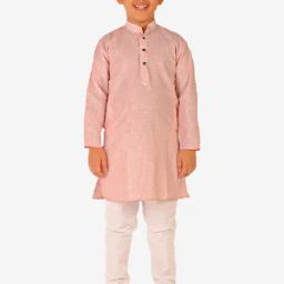 Pro-Ethic Style Developer Kids Peach & White Striped Full Sleeves Kurta with Pyjamas-picture-15
