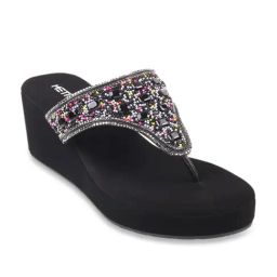 Metro Women's Black Thong Wedges-image-71