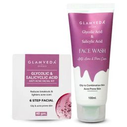 Glamveda Glycolic & Salicylic Acid Anti Acne Face Wash and Facial Kit Combo-image-84