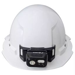 Venus H-7010 Ratchet Type HDPE Full Brim Non-Vent White Safety Helmet With LED Headlamp Free Size-picture-2