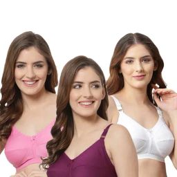 Cukoo Multicolor Solid Full Coverage Non-Wired Bra - Pack of 3-16