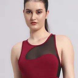 CLOTHWIK COLLECTION Full Coverage Removable Padding Styled Back Mesh Sport Bra-image-73