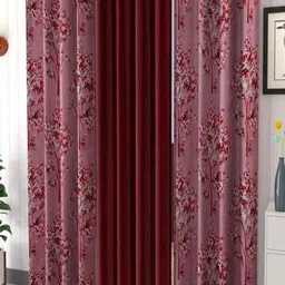 AADI TRADERS Set of 3 Floral Long Door Curtains-image-5