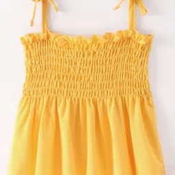 Kookie Kids Singlet Sleeves Solid Top with Smocked Detailing - Yellow-picture-17