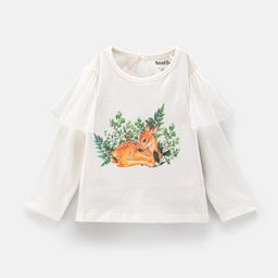 Bonfino Cotton Full Sleeves T-Shirt With Mesh On Sleeves And Digital Print - Ivory-picture-0