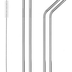 Adore Stainless Steel Straw with Cleaning Brush Pack of 5  - Silver-image-53