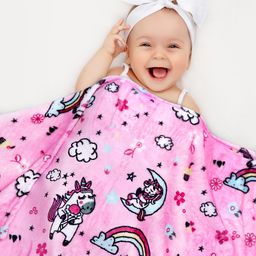 Babyhug Premium Fairytale Print Coral Blanket- Pink-picture-28