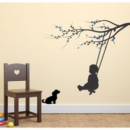 Wallstick Cute Child with Dog wall sticker Vinyl-image-60