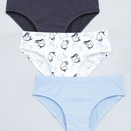 Charm n Cherish Pack Of 3 Solid & Sharks Printed Briefs - White & Blue-image-94