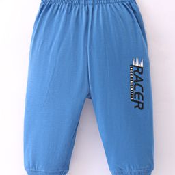 Doreme Single Jersey Knit Full Length Lounge Pants With Text Print - Blue-image-93