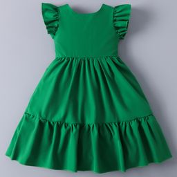 Mark & Mia Half Frill Sleeves Solid Frock - Green-image-100