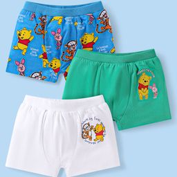Babyhug Disney Interlock Knit Trunks with Winnie the Pooh Print Pack of 3 - Blue Green & White-image-88