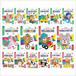 My First Pre School Colouring Books, Alphabet, Numbers, Space, Unicorns & more, Set of 16 Books - English-12