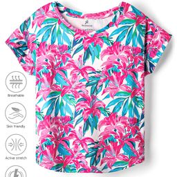 Pine Active Half Sleeves T-Shirt With Floral Print - Pink-image-28