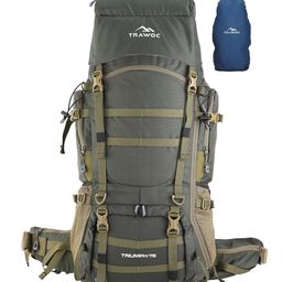 TRAWOC TRIUMPH X 75L backpack travel rucksack with laptop rain & shoe compartment BHK009 Hunter Green-image-100