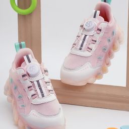 TRUFFLE COLLECTION Mesh Detailed Rotating Button Sneakers - Pink-image-83