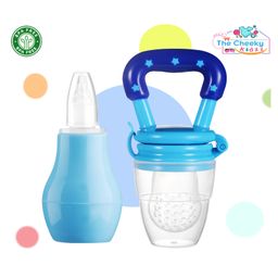 The Cheeky Kidzz Baby Nasal Nose Aspirator Vacuum Nose Suction Sucker Cleaning Squeezable Pump Tool For With Fruit Feeder Nibbler (BLUE)-picture-10