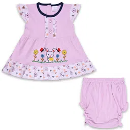 Wish Karo Girls Cotton Floral Embroidered Fit & Flare Dress With Brief-picture-13