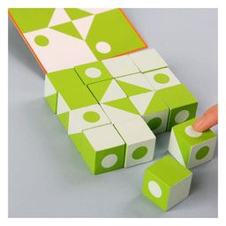 Muren Geometric Pattern Blocks Set Wooden Block Puzzles Cubic Shape Montessori Toys-Multicolor image 4