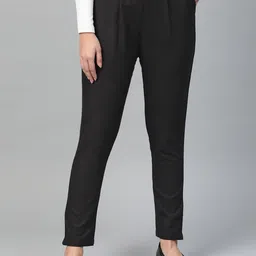 YASH GALLERY Women Solid Pleated Trousers-image-60
