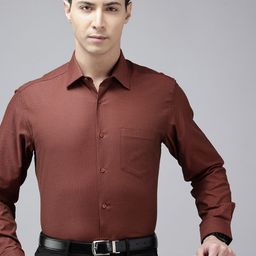 Van Heusen Custom Textured Self Design Pure Cotton Formal Shirt-image-16