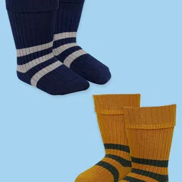 Baby Moo Boys Pack Of 2 Striped Cotton Ankle-Length Socks-picture-25