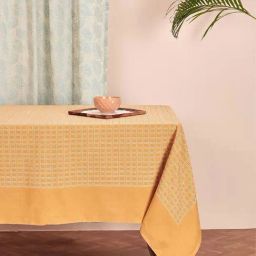 fabindia home Fabindia Drithi Mustard Cotton 70 TC 200 GSM 6 Seater Table Cover-picture-45